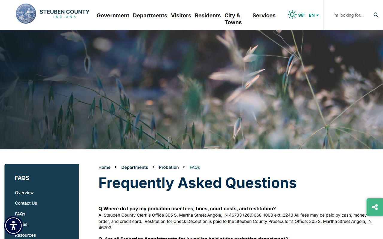 Steuben County arrest records and court charges Probation FAQ page