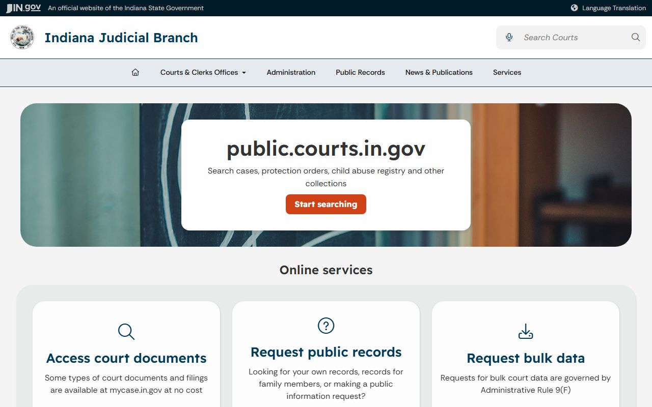 Steuben County court records Indiana public records document guidance