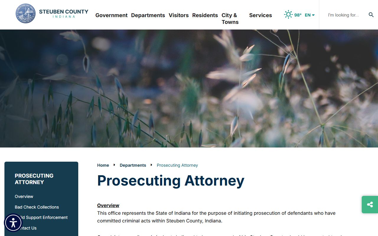 Steuben County criminal court records Prosecuting Attorney overview