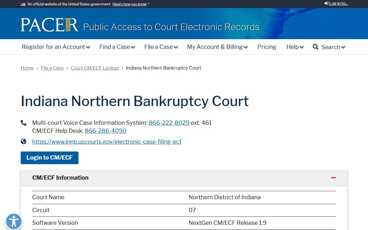 Steuben County trial court records and PACER lookup for Indiana Northern Bankruptcy Court
