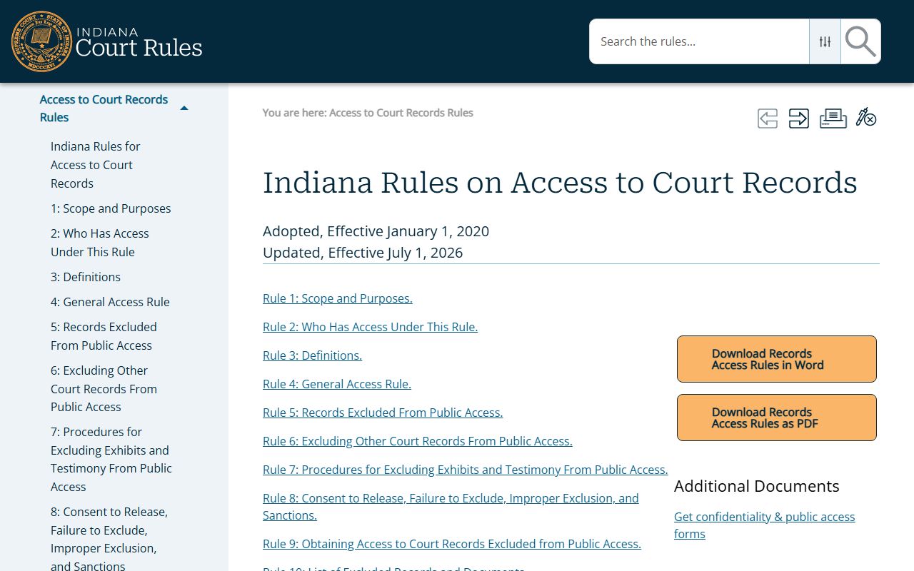 Steuben County court records Indiana access rules