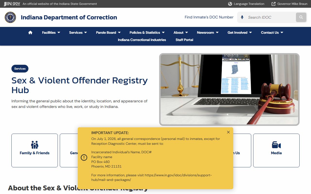 Steuben County inmate records IDOC offender locator fallback