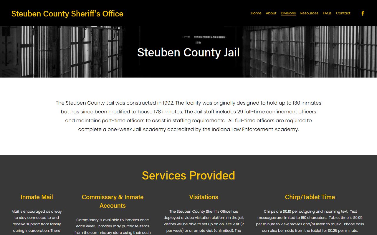 Steuben County inmate records jail information page